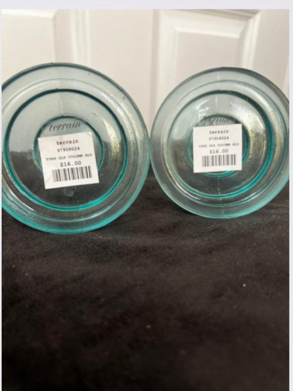 Anthropologie/Terrain Column Glass Taper Candle Holder in Sky (Set of 2) - NWT - Picture 3 of 4